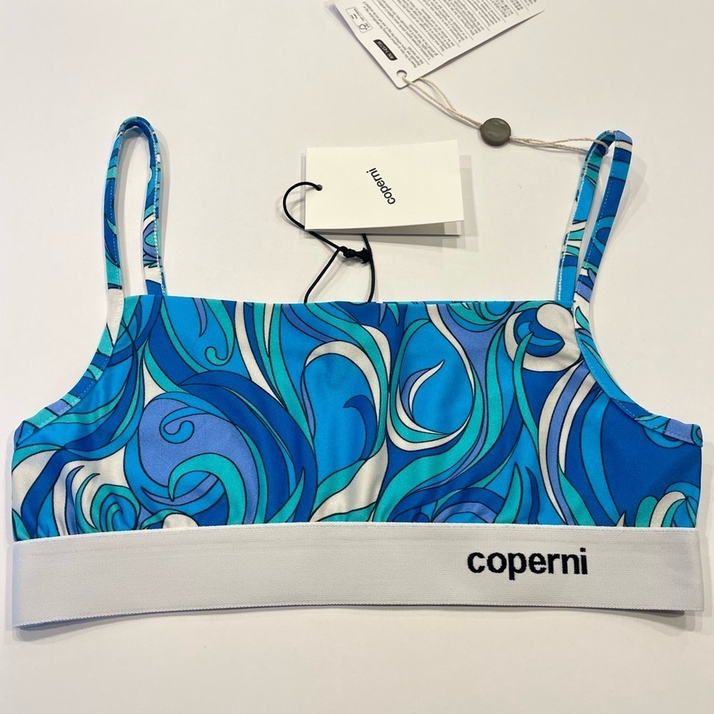 NWT Coperni bralette banded branded top in acid blue , brand NEW